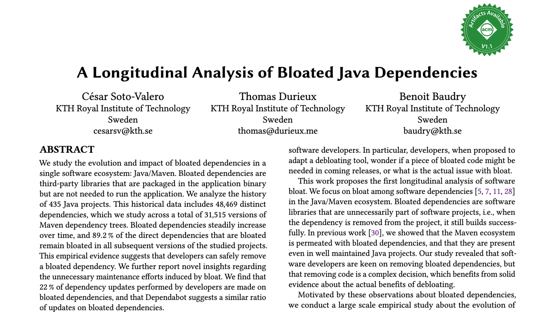 A Longitudinal Analysis of Bloated Java Dependencies